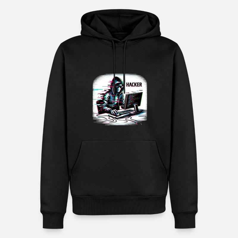 Hacker - Illustration - Männer Premium Bio Hoodie - Schwarz