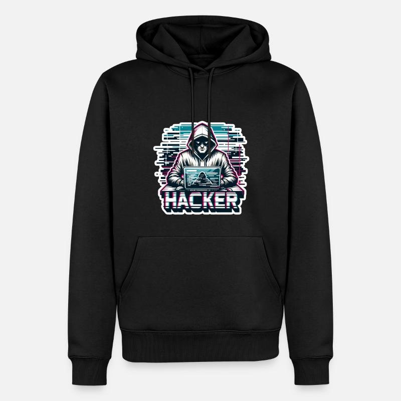 Hacker - Illustration - Männer Premium Bio Hoodie - Schwarz