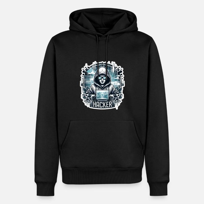 Hacker - Illustration - Männer Premium Bio Hoodie - Schwarz