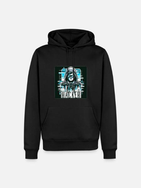 Hacker - Illustration - Sweat à capuche Premium bio Homme - noir