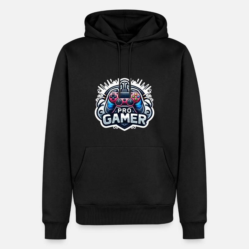 Pro Gamer - Controller Illustration - Männer Premium Bio Hoodie - Schwarz