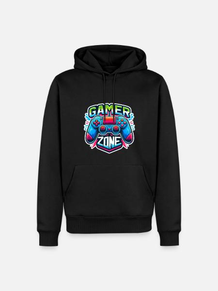Gamer Zone - Controller Illustration - Männer Premium Bio Hoodie - Schwarz