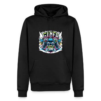 Gamer Zone - Controller Illustration - Männer Premium Bio Hoodie - Schwarz - Vorne - Nico (187cm)