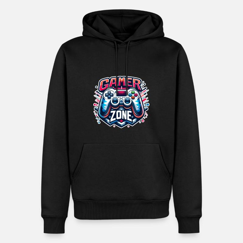 Gamer Zone - Controller Illustration - Männer Premium Bio Hoodie - Schwarz
