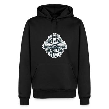 Chill Time - Illustration du paresseux - Sweat à capuche Premium bio Homme - noir - Devant - Nico (187cm)