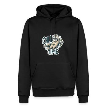 Chill Time - Illustration du paresseux - Sweat à capuche Premium bio Homme - noir - Devant - Nico (187cm)