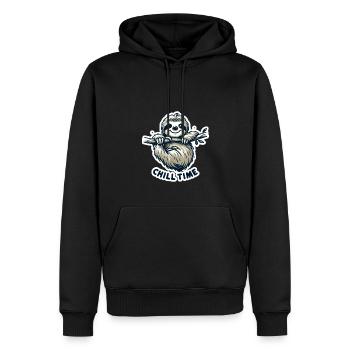 Chill Time - Illustration du paresseux - Sweat à capuche Premium bio Homme - noir - Devant - Nico (187cm)