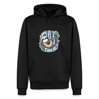 Chill Time - Illustration du paresseux - Sweat à capuche Premium bio Homme - noir - Devant - Nico (187cm)