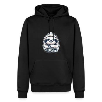Chill Time - Illustration du paresseux - Sweat à capuche Premium bio Homme - noir - Devant - Nico (187cm)