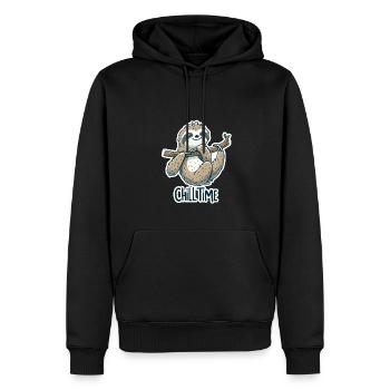 Chill Time - Illustration du paresseux - Sweat à capuche Premium bio Homme - noir - Devant - Nico (187cm)