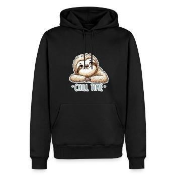 Chill Time - Illustration du paresseux - Sweat à capuche Premium bio Homme - noir - Devant - Nico (187cm)