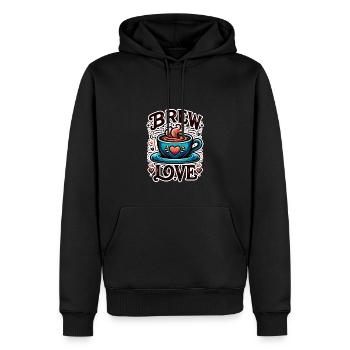 Brew Love - Kaffeetasse Illustration - Männer Premium Bio Hoodie - Schwarz - Vorne - Nico (187cm)