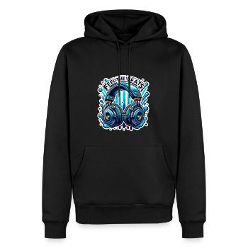 Ressentez les rythmes - Illustration d'un casque - Sweat à capuche Premium bio Homme - noir - Devant - Nico (187cm)