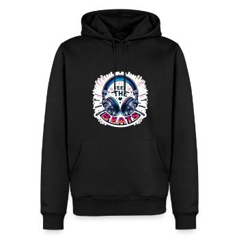 Ressentez les rythmes - Illustration d'un casque - Sweat à capuche Premium bio Homme - noir - Devant - Nico (187cm)