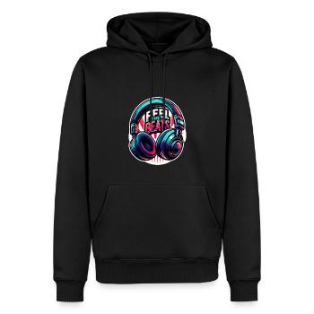 Ressentez les rythmes - Illustration d'un casque - Sweat à capuche Premium bio Homme - noir - Devant - Nico (187cm)