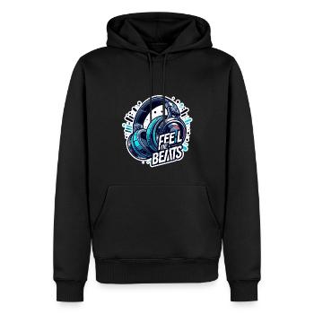 Feel the Beats - Kopfhörer Illustration - Männer Premium Bio Hoodie - Schwarz - Vorne - Nico (187cm)