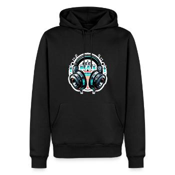 Ressentez les rythmes - Illustration d'un casque - Sweat à capuche Premium bio Homme - noir - Devant - Nico (187cm)