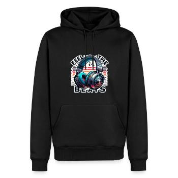Feel the Beats - Kopfhörer Illustration - Männer Premium Bio Hoodie - Schwarz - Vorne - Nico (187cm)