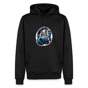 Ressentez les rythmes - Illustration d'un casque - Sweat à capuche Premium bio Homme - noir - Devant - Nico (187cm)