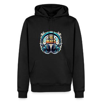 Ressentez les rythmes - Illustration d'un casque - Sweat à capuche Premium bio Homme - noir - Devant - Nico (187cm)