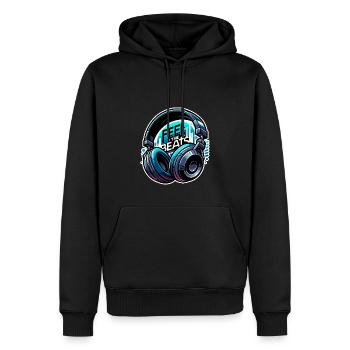 Feel the Beats - Kopfhörer Illustration - Männer Premium Bio Hoodie - Schwarz - Vorne - Nico (187cm)