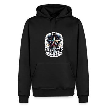 Rêvez grand - Illustration d’étoile filante - Sweat à capuche Premium bio Homme - noir - Devant - Nico (187cm)