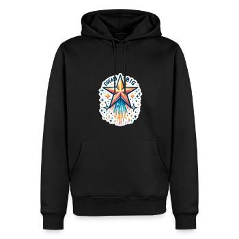 Rêvez grand - Illustration d’étoile filante - Sweat à capuche Premium bio Homme - noir - Devant - Nico (187cm)
