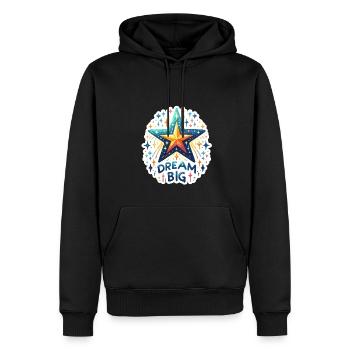 Rêvez grand - Illustration d’étoile filante - Sweat à capuche Premium bio Homme - noir - Devant - Nico (187cm)