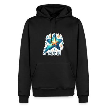 Rêvez grand - Illustration d’étoile filante - Sweat à capuche Premium bio Homme - noir - Devant - Nico (187cm)
