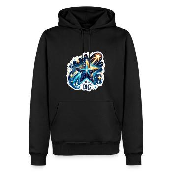 Rêver grand - Illustration d’étoile filante - Sweat à capuche Premium bio Homme - noir - Devant - Nico (187cm)