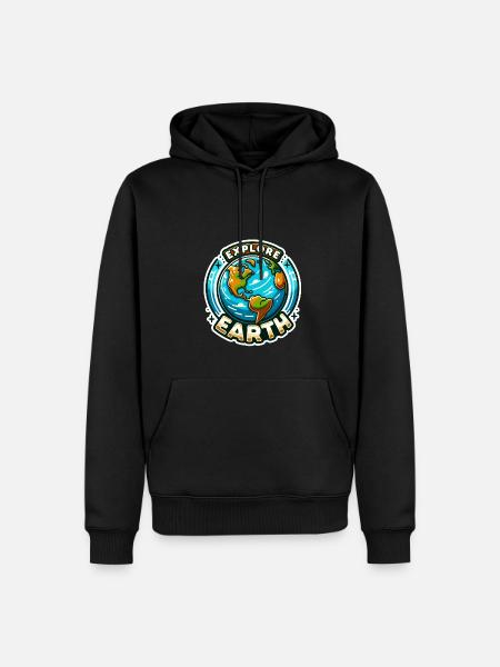Explore Earth - Earth Illustration - Men’s Premium Organic Hoodie - black