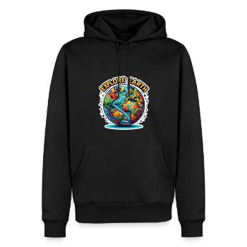 Explorez la Terre - Illustration de la Terre - Sweat à capuche Premium bio Homme - noir - Devant - Nico (187cm)