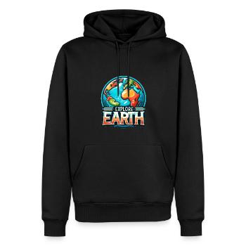 Explorez la Terre - Illustration de la Terre - Sweat à capuche Premium bio Homme - noir - Devant - Nico (187cm)