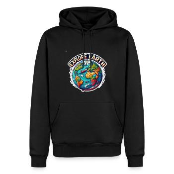 Explorez la Terre - Illustration de la Terre - Sweat à capuche Premium bio Homme - noir - Devant - Nico (187cm)