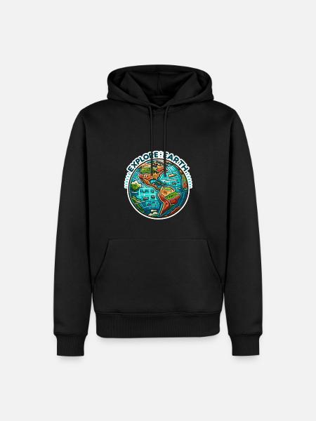 Explore Earth - Erde Illustration - Men’s Premium Organic Hoodie - black