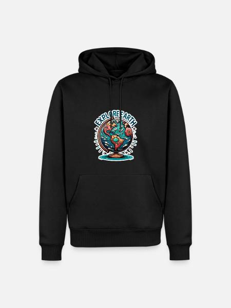 Explore Earth - Erde Illustration - Men’s Premium Organic Hoodie - black