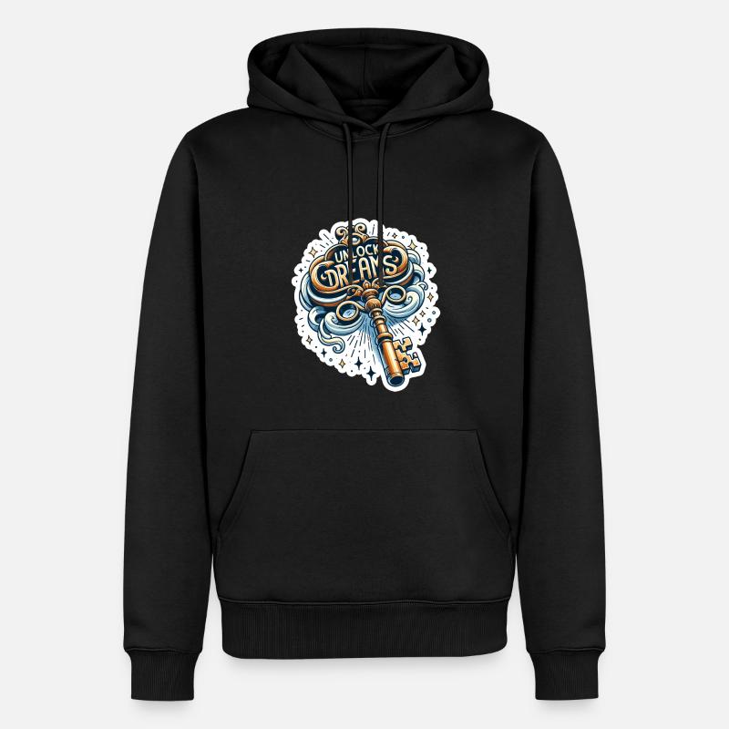 Déverrouiller les rêves - Illustration clé - Sweat à capuche Premium bio Homme - noir