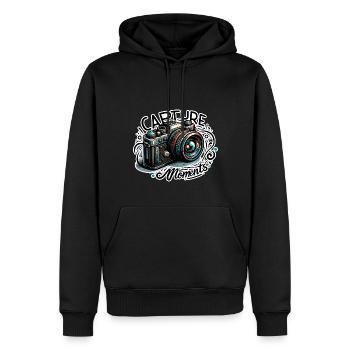 Capture Moments - Kamera Illustration - Männer Premium Bio Hoodie - Schwarz - Vorne - Nico (187cm)