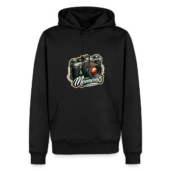 Capturer des moments - Illustration de l’appareil photo - Sweat à capuche Premium bio Homme - noir - Devant - Nico (187cm)