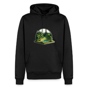 Paysage - Illustration - Sweat à capuche Premium bio Homme - noir - Devant - Nico (187cm)