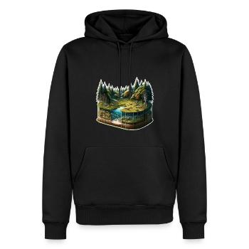 Landschaft - Illustration - Männer Premium Bio Hoodie - Schwarz - Vorne - Nico (187cm)