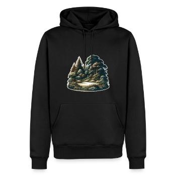 Paysage - Illustration - Sweat à capuche Premium bio Homme - noir - Devant - Nico (187cm)
