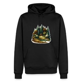 Landschaft - Illustration - Männer Premium Bio Hoodie - Schwarz - Vorne - Nico (187cm)