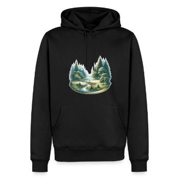 Landschaft - Illustration - Männer Premium Bio Hoodie - Schwarz - Vorne - Nico (187cm)