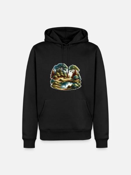 Landschaft - Illustration - Männer Premium Bio Hoodie - Schwarz