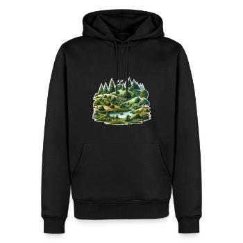 Paysage - Illustration - Sweat à capuche Premium bio Homme - noir - Devant - Nico (187cm)