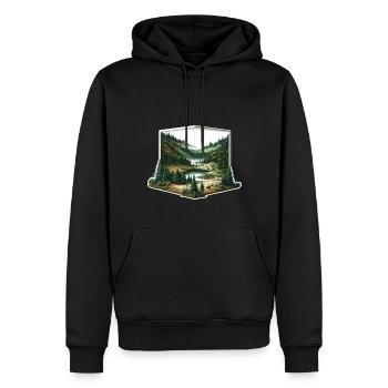 Paysage - Illustration - Sweat à capuche Premium bio Homme - noir - Devant - Nico (187cm)