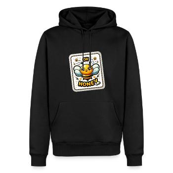 Oh miel - Illustration d’abeilles - Sweat à capuche Premium bio Homme - noir - Devant - Nico (187cm)