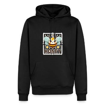 Oh miel - Illustration d’abeilles - Sweat à capuche Premium bio Homme - noir - Devant - Nico (187cm)