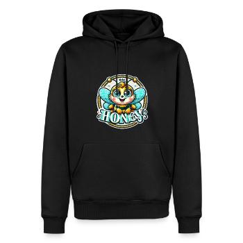 Oh miel - Illustration d’abeilles - Sweat à capuche Premium bio Homme - noir - Devant - Nico (187cm)